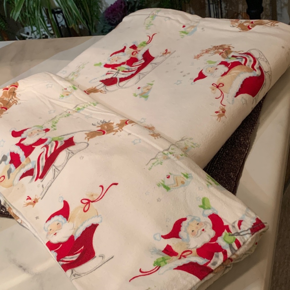 Pottery Barn TWIN FLAT Flannel Sheet & 1 Pillowcase/like new.